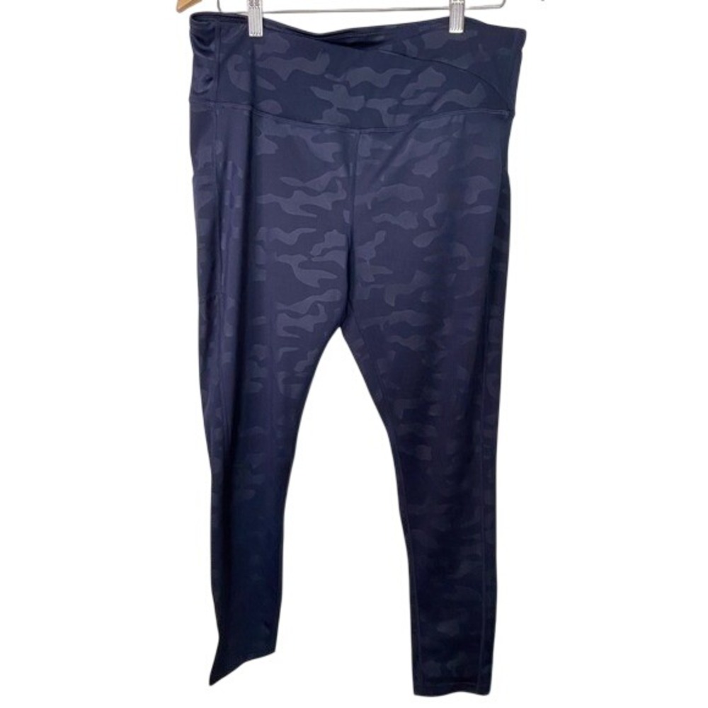 BSP Camo Leggings High Waisted Pockets Athleisure Workout Navy‎ XL